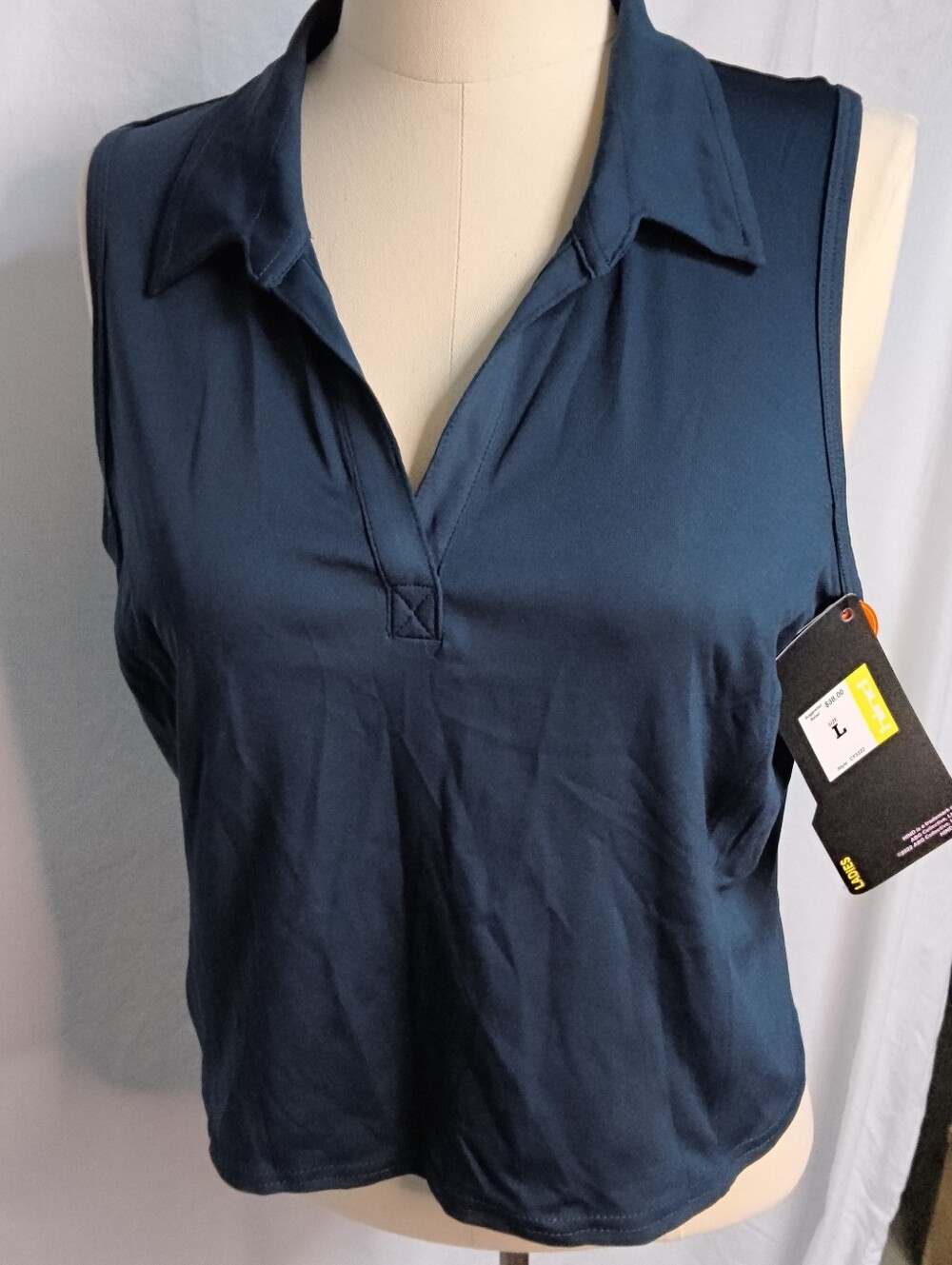 Hind Navy Sleeveless Collared Tank Top